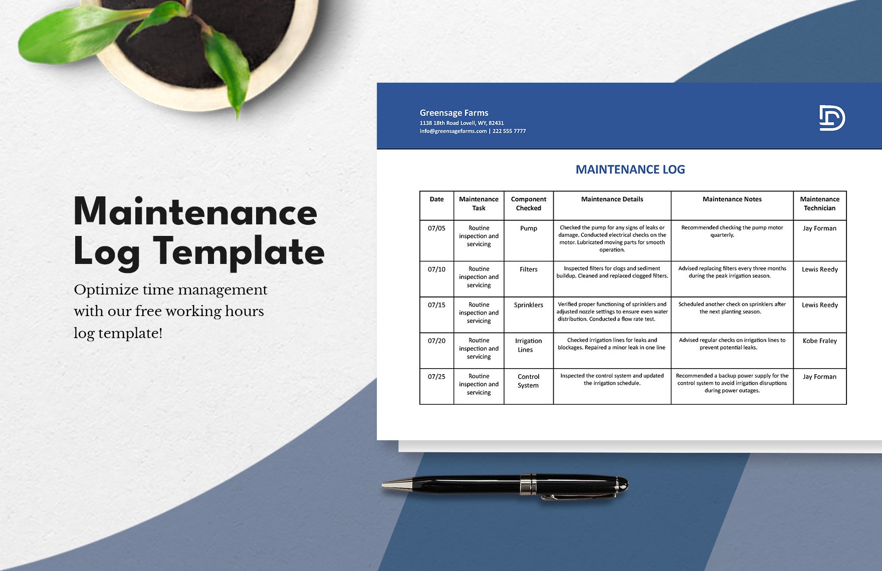 Maintenance Log Template in Word, Google Docs, PDF, Apple Pages