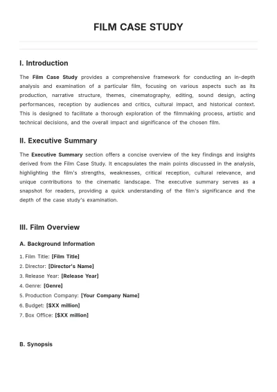Free Film Case Study Template to Edit Online