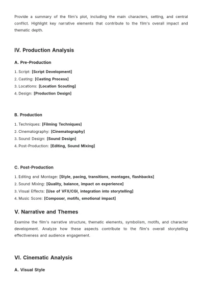 Free Film Case Study Template to Edit Online