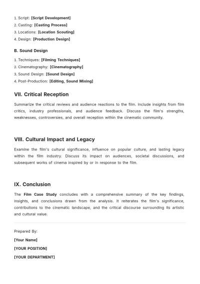 Free Film Case Study Template to Edit Online