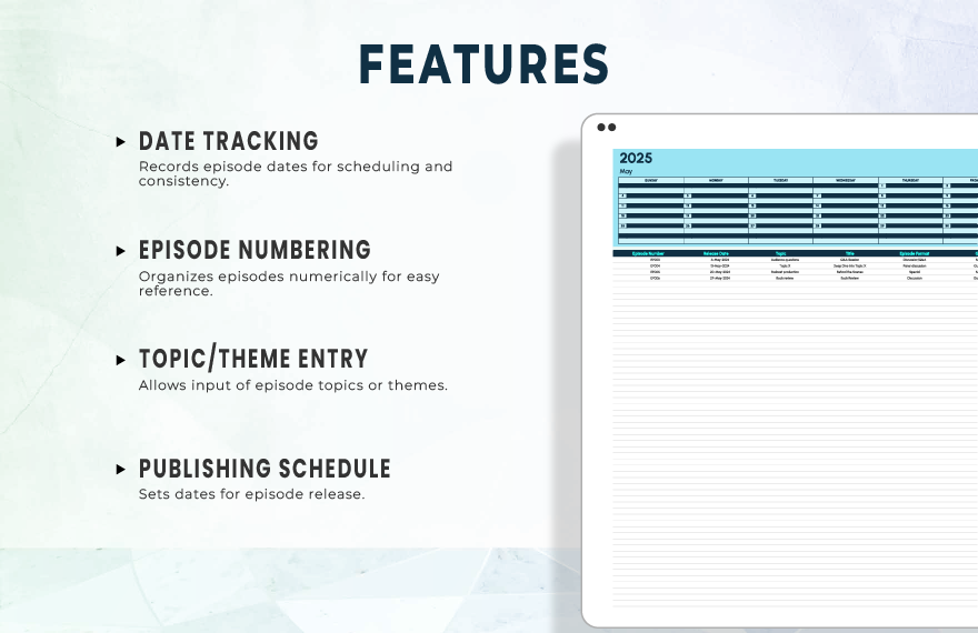 Podcast Content Calendar Template