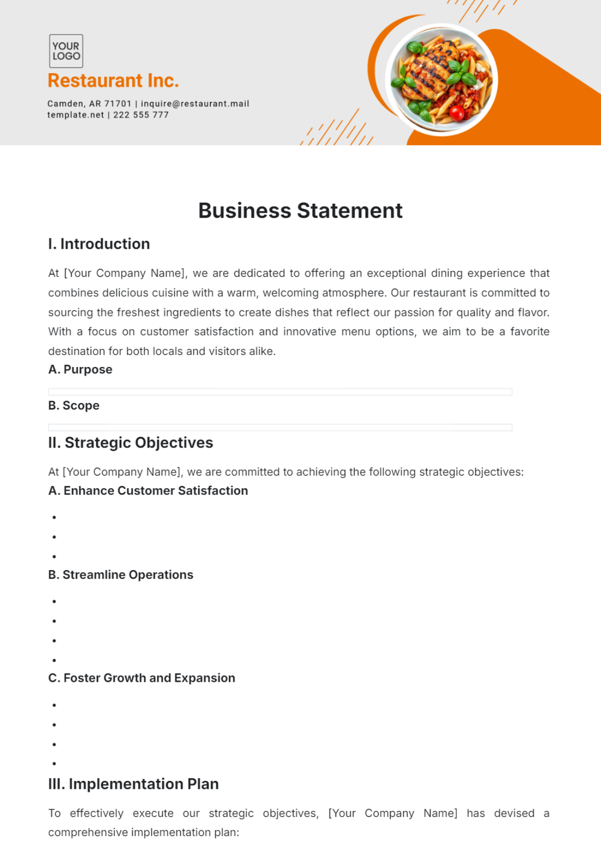 Business Statement Template - Edit Online & Download