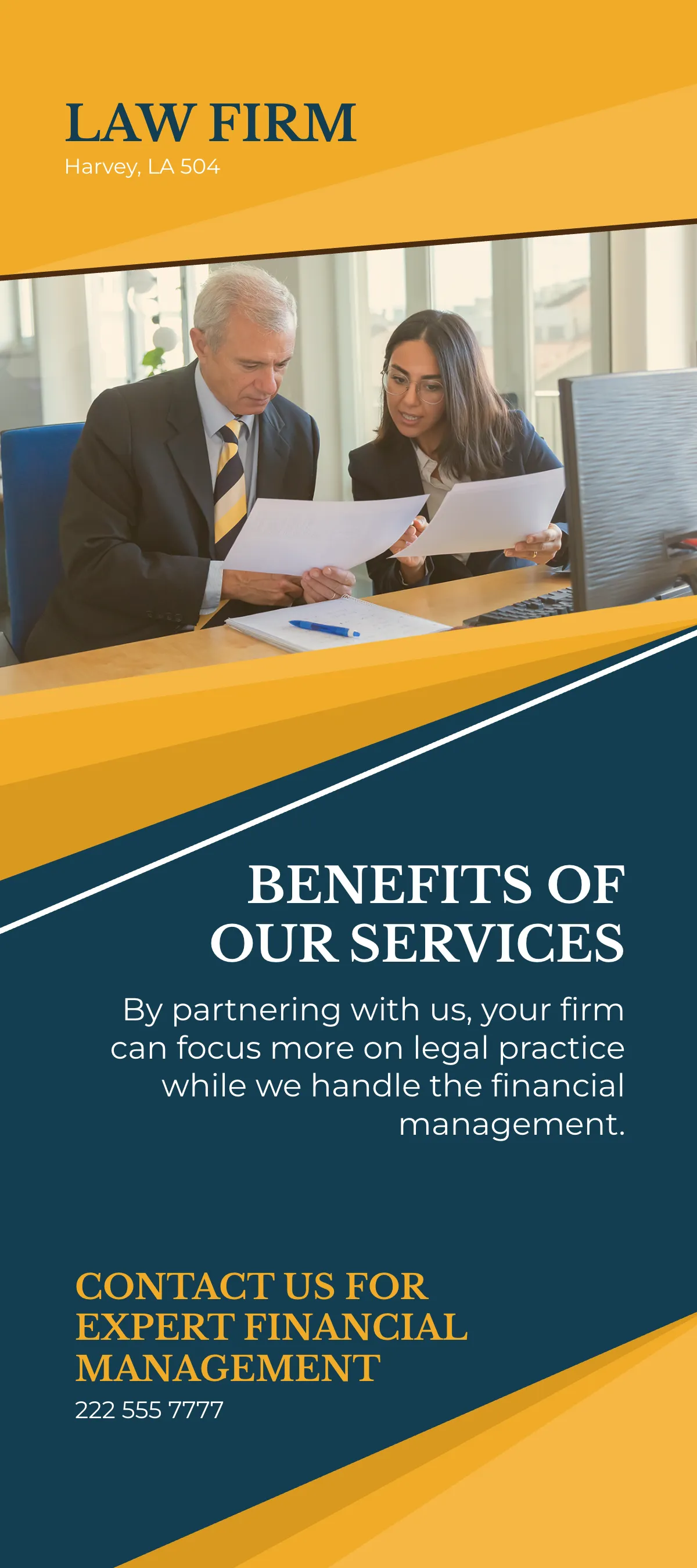 Free Law Firm Finance Rack Card Template to Edit Online