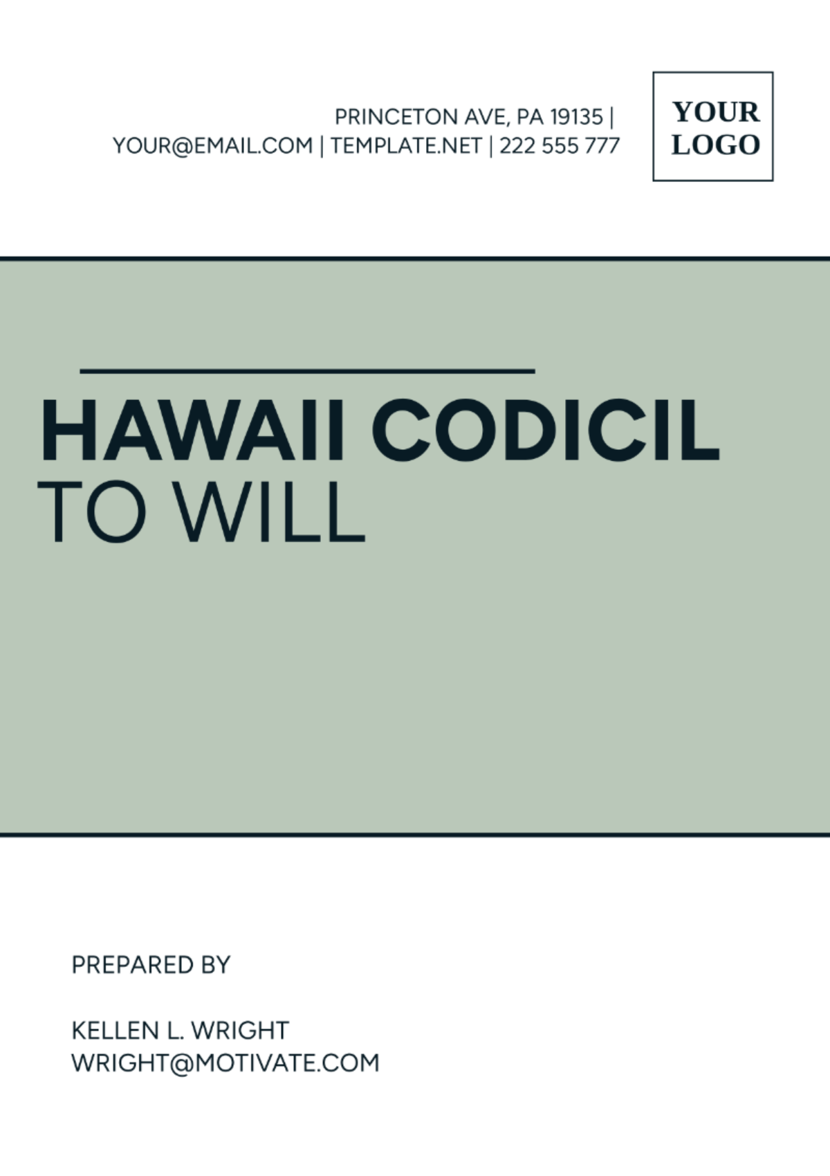 Hawaii Codicil to Will Template