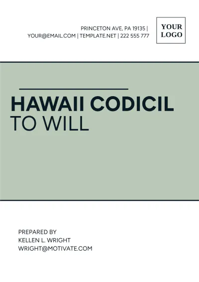 Free Hawaii Codicil to Will Template to Edit Online