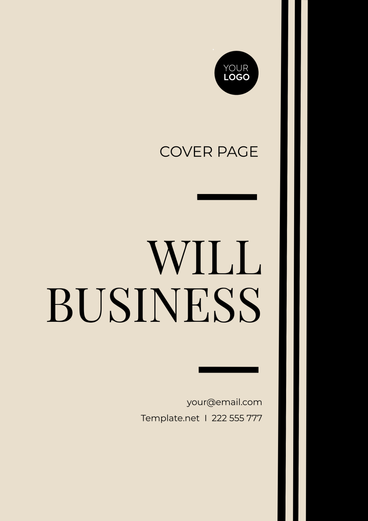 Will Business Cover Page Template
