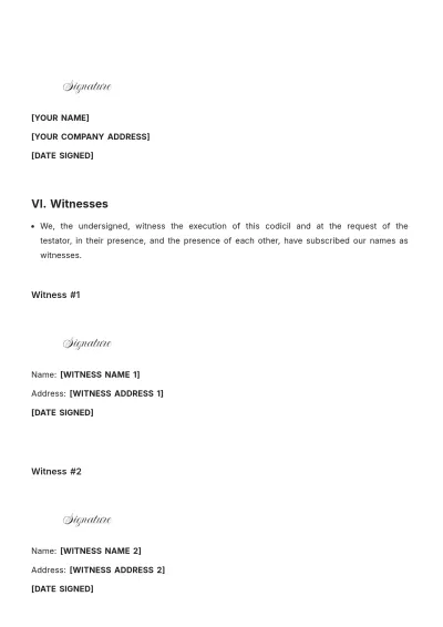 Free Idaho Codicil to Will Template to Edit Online