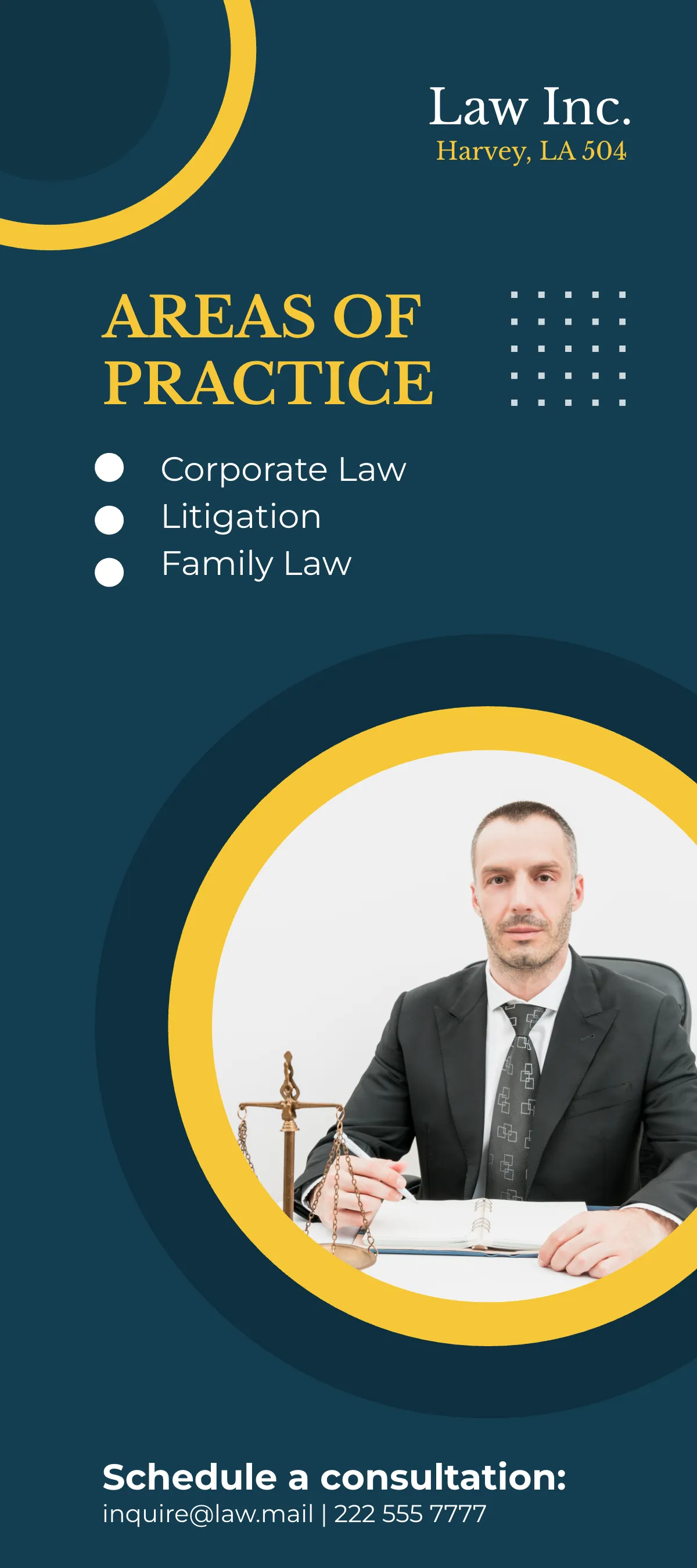 Free Law Firm Portfolio Rack Card Template to Edit Online