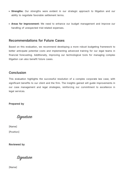 Free Law Firm Case Outcome Evaluation Template to Edit Online