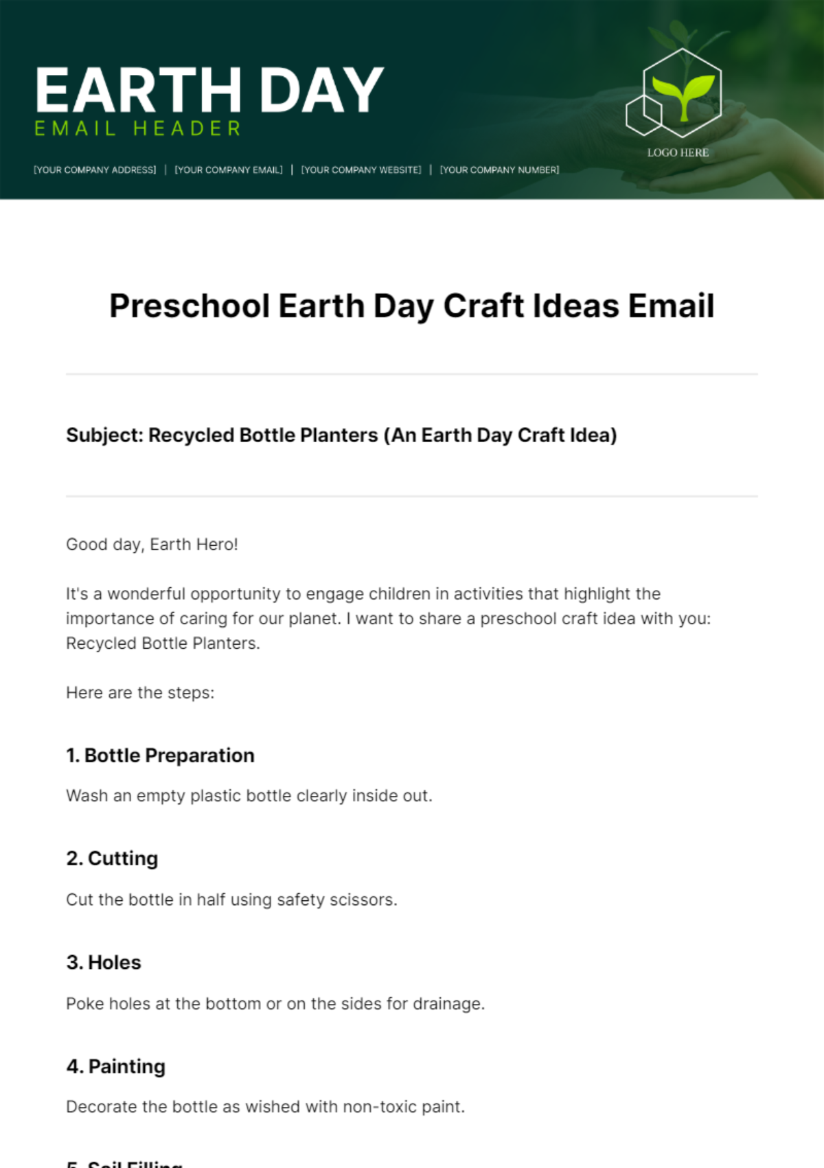Preschool Earth Day Craft Ideas Email Template