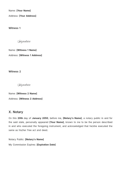 Free Generic Last Will Template to Edit Online