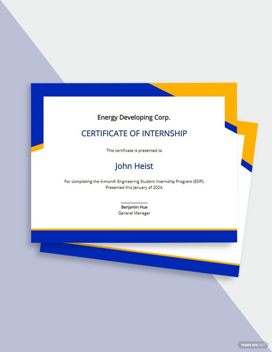 Engineering Internship Certificate Template