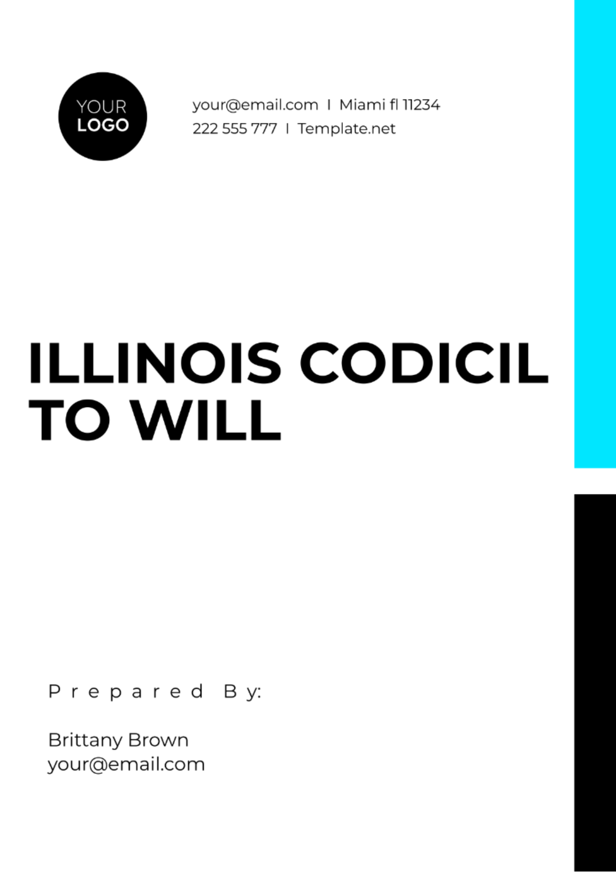 Illinois Codicil to Will Template