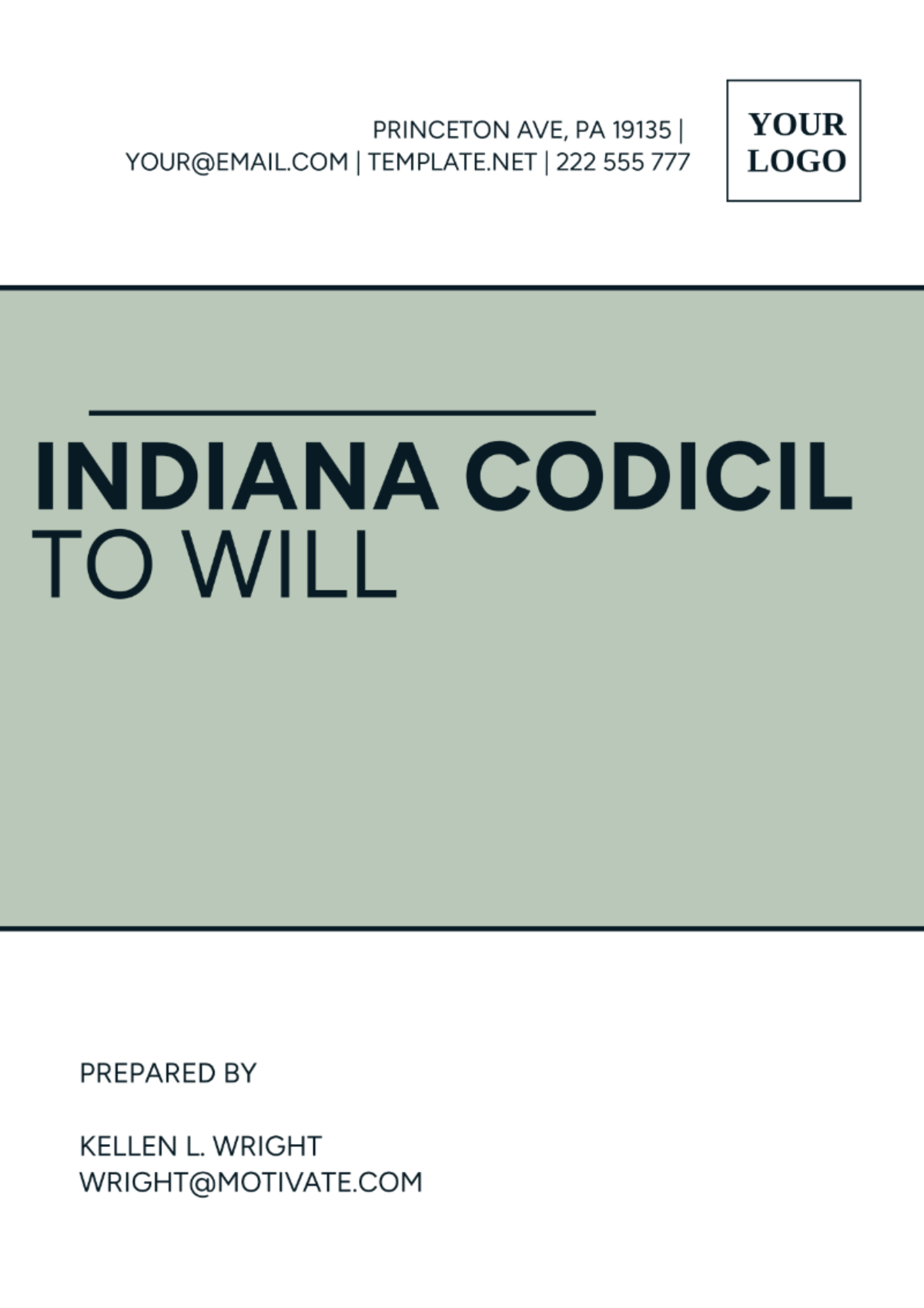Indiana Codicil to Will Template