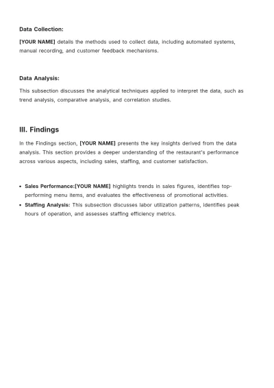 Free Restaurant Manager Weekly Report Template to Edit Online