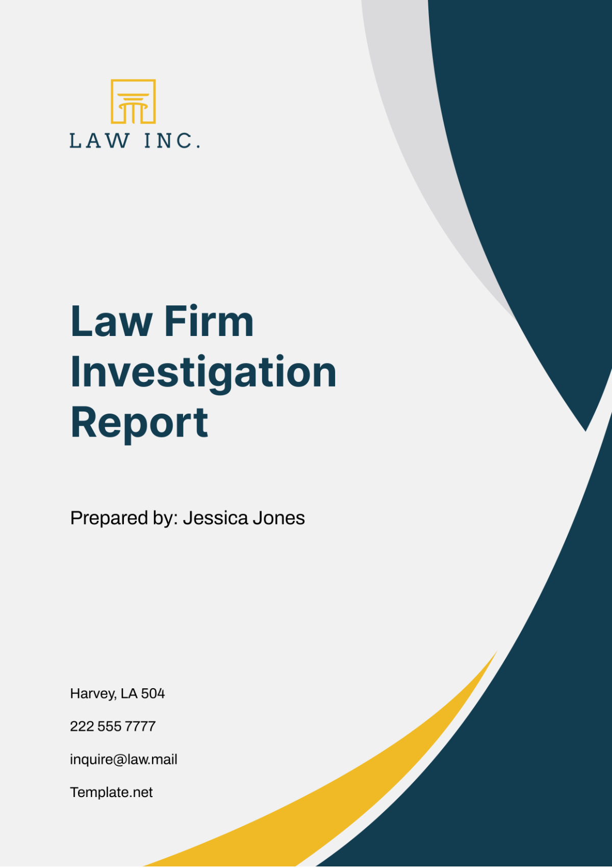 Law Firm Investigation Report Template