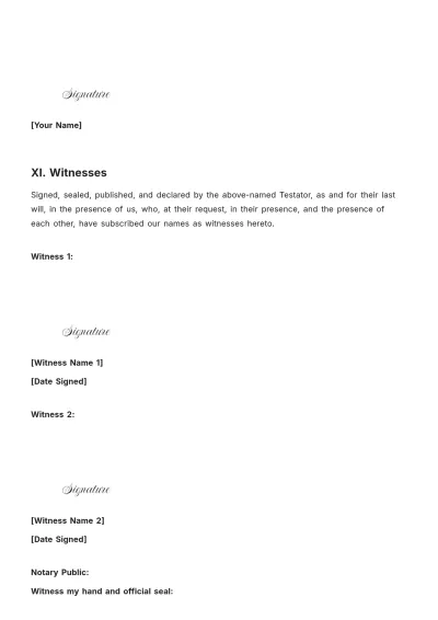 Free Single Person Will Template to Edit Online