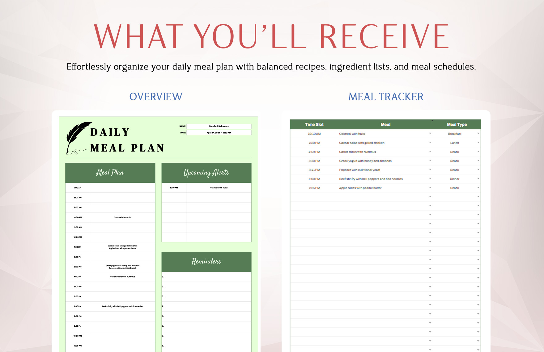 Daily Meal Plan Template