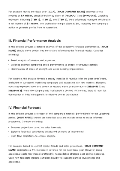Free Simple Financial Report Template to Edit Online