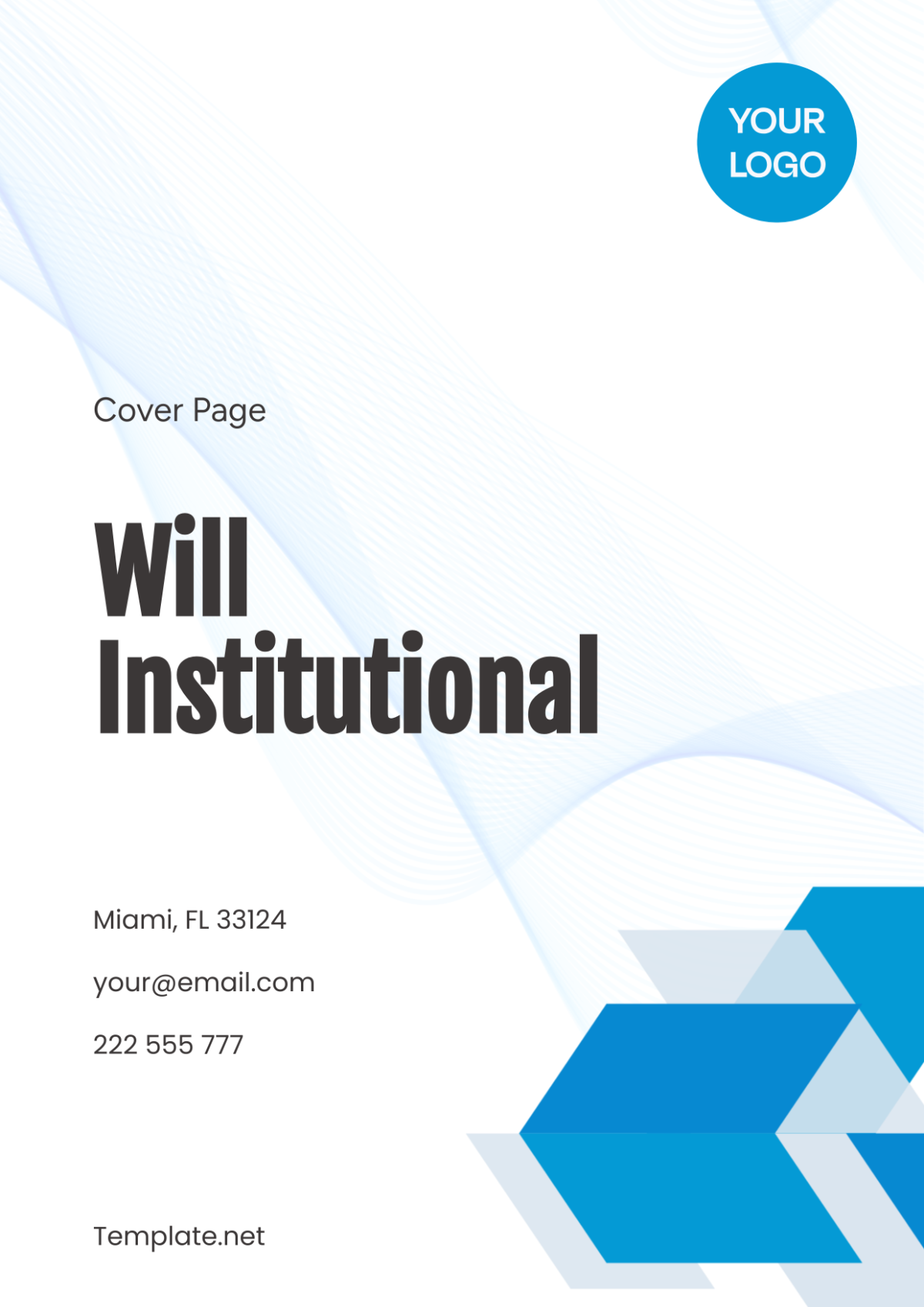 Will Institutional Cover Page Template