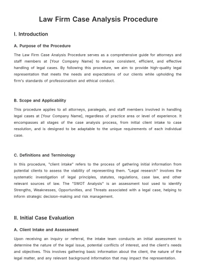 Free Law Firm Case Analysis Procedure Template to Edit Online