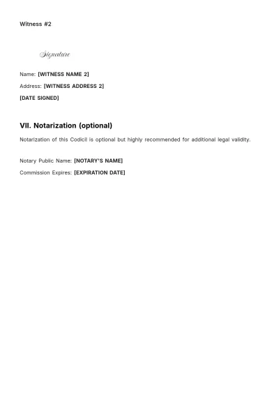 Free Kentucky Codicil to Will Template to Edit Online