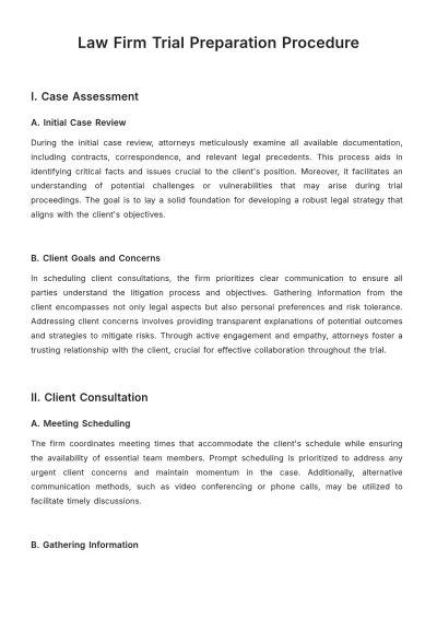Free Law Firm Trial Preparation Procedure Template to Edit Online