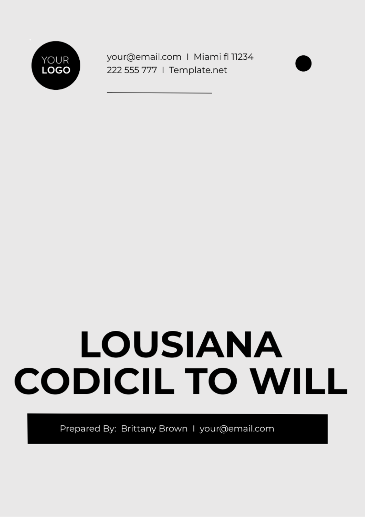 Louisiana Codicil to Will Template