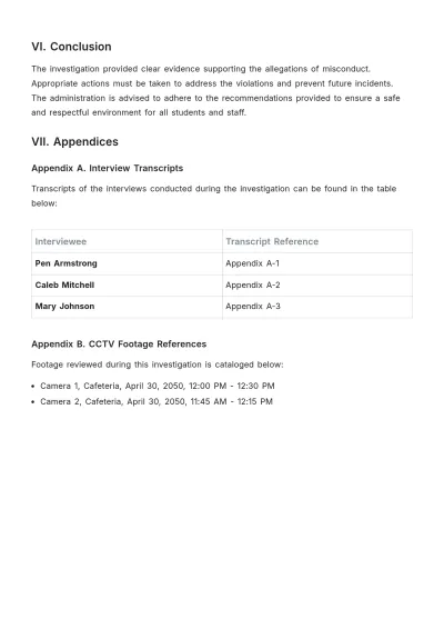 Free School Investigation Report Template to Edit Online