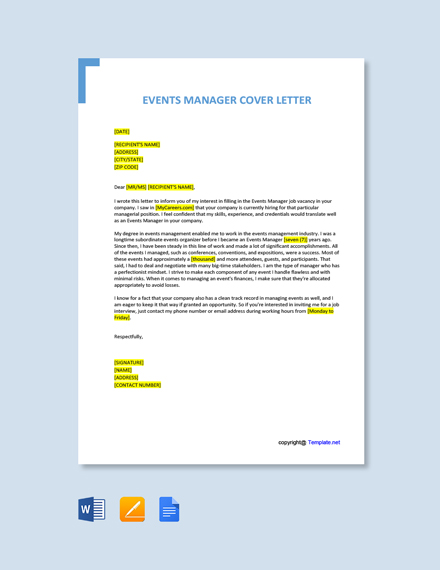 event manager cover letter