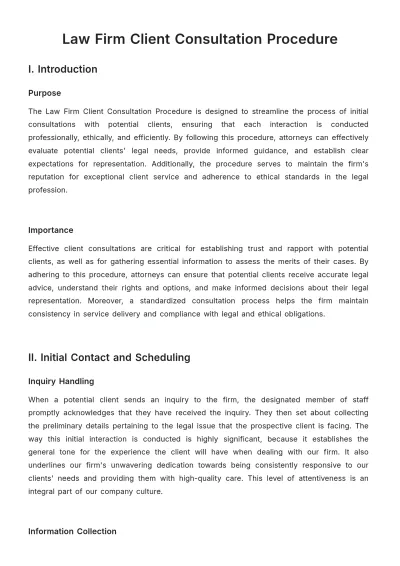 Free Law Firm Client Consultation Procedure Template to Edit Online