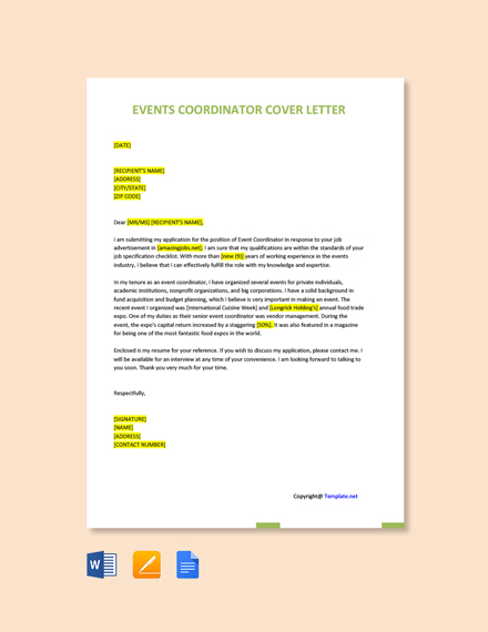 Event Coordinator Cover Letter