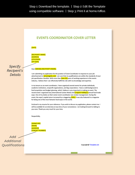 Event Coordinator Cover Letter Template