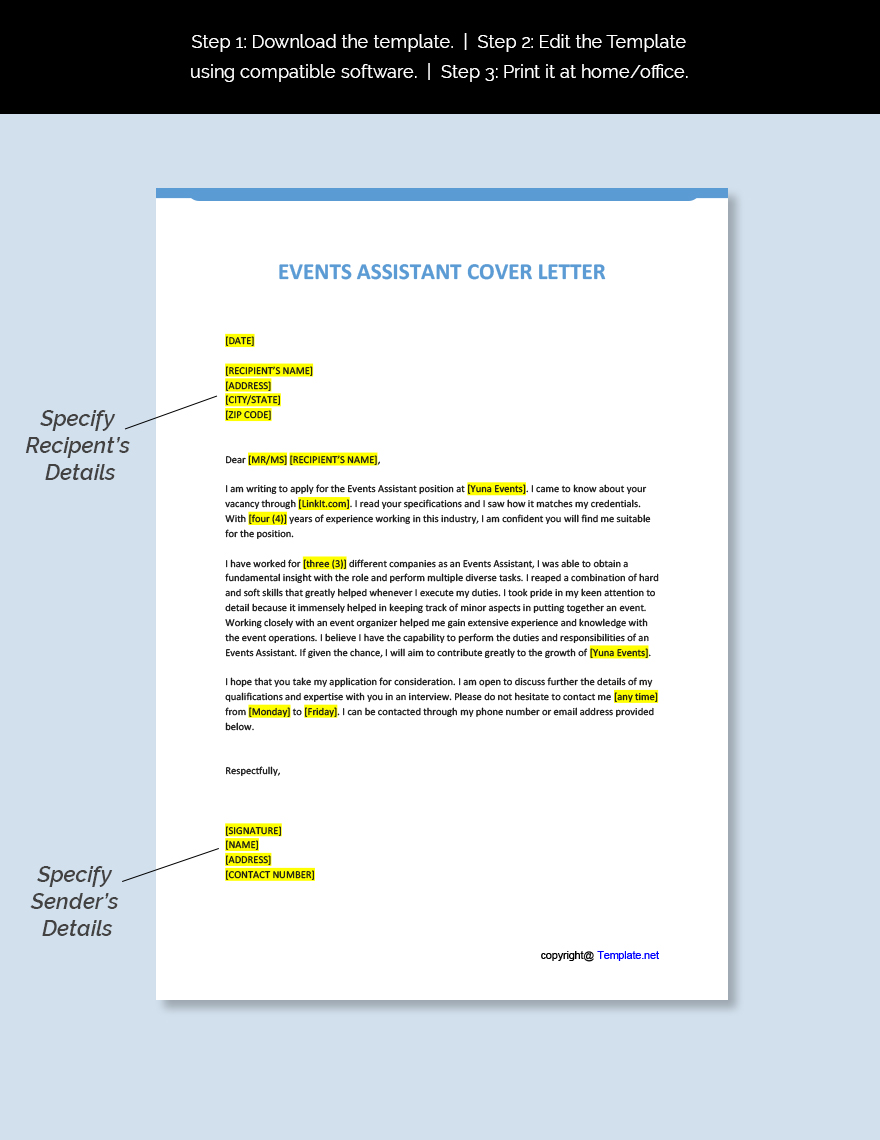 Events Assistant Cover Letter