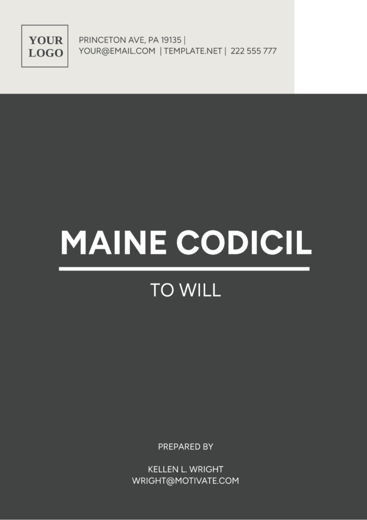 Maine Codicil to Will Template