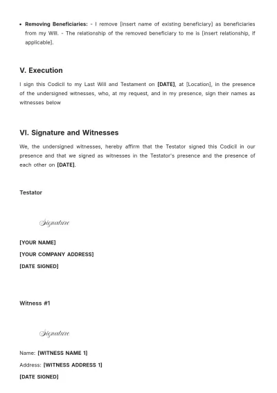 Free Maine Codicil to Will Template to Edit Online