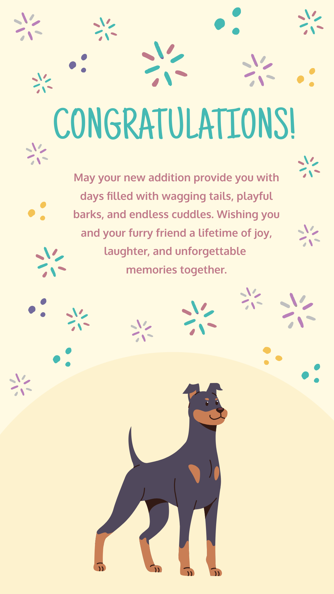 Free  Congratulations puppy greeting card Template