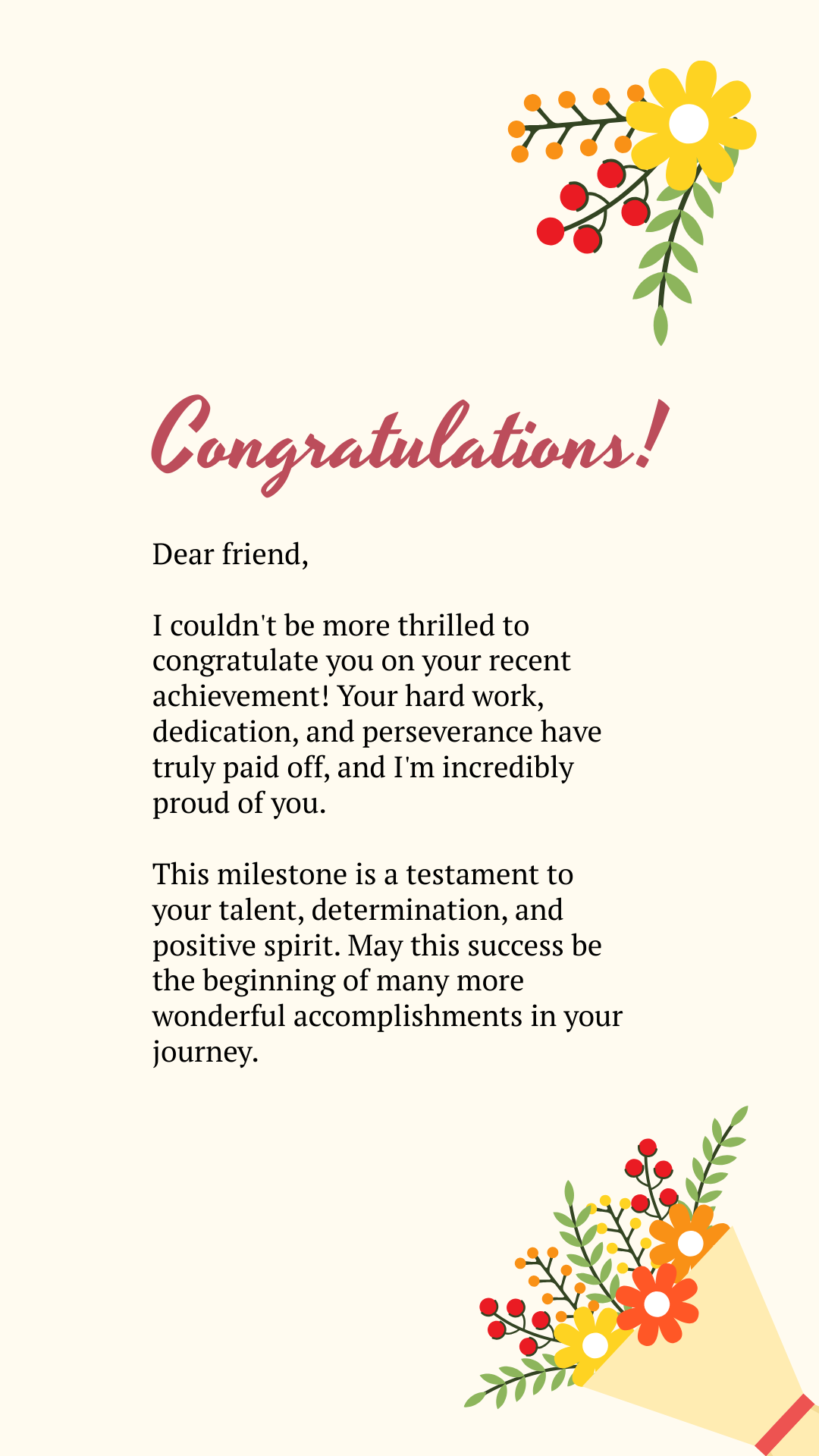 Free Congratulations card for friend Template