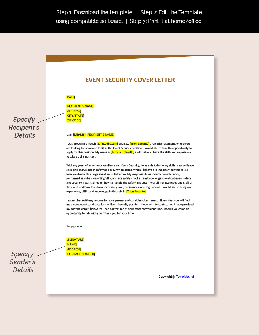 Event Security Cover Letter