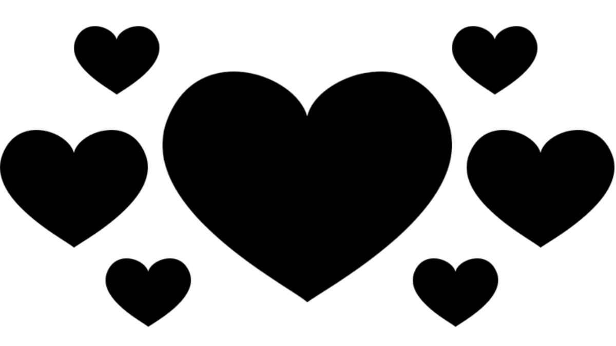 black heart with white background