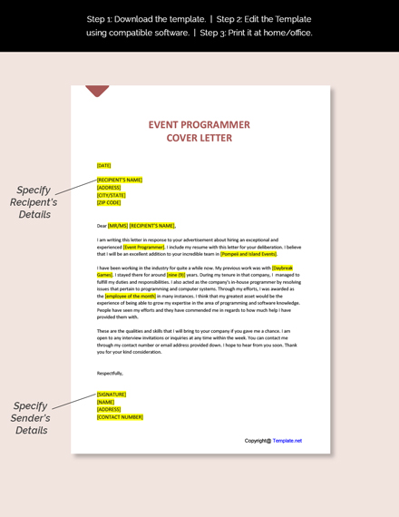 FREE Event Programmer Cover Letter Template in Google Docs, Word ...