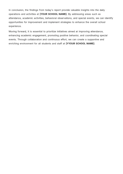 Free Daily School Report Template to Edit Online