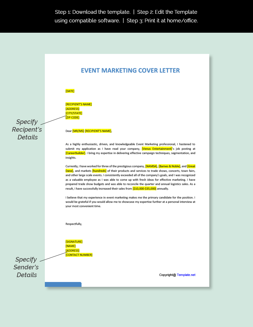 Event Marketing Cover Letter