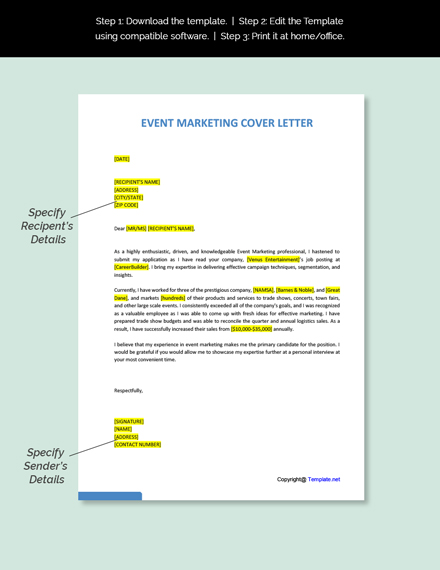 Event Marketing Cover Letter Template