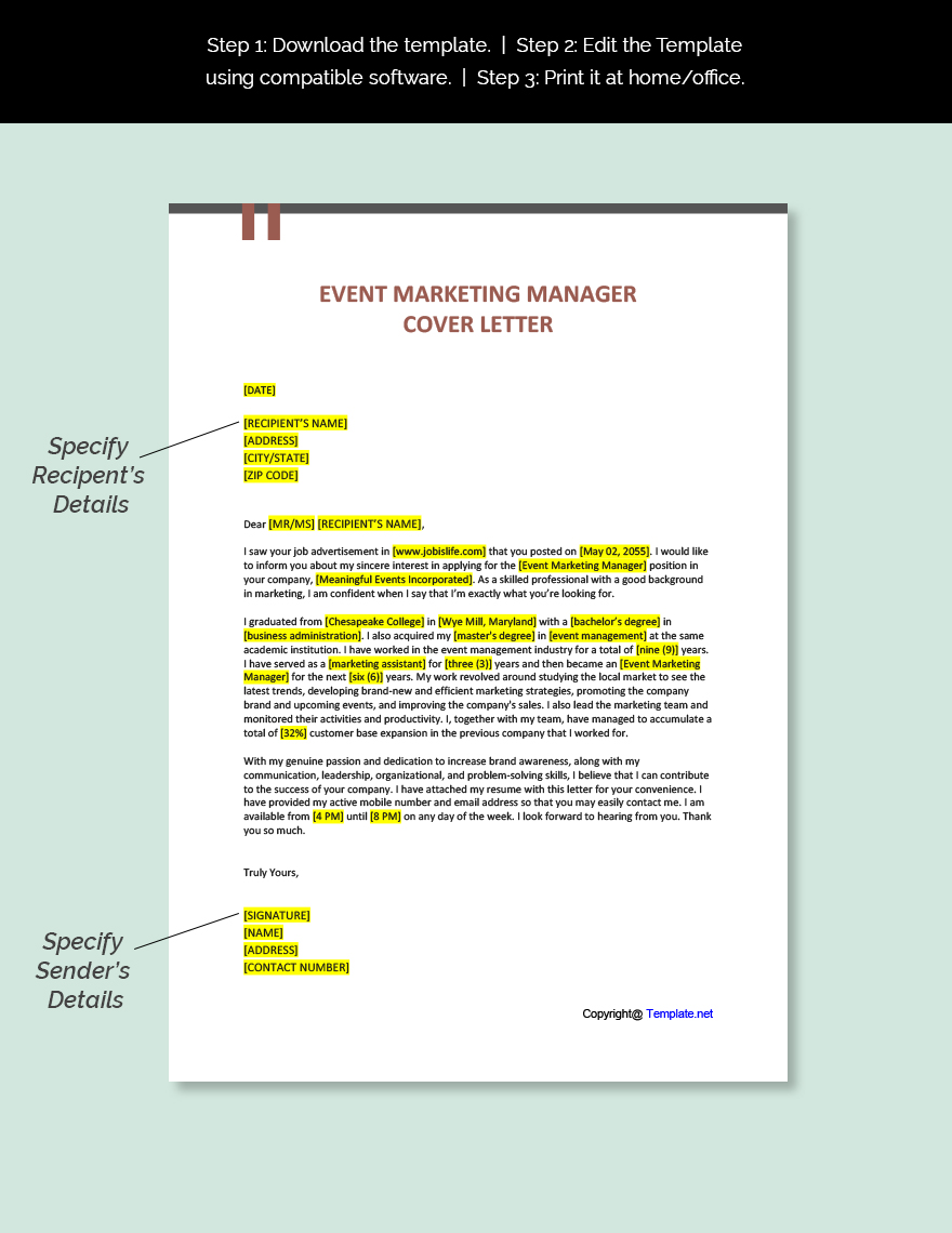Event Marketing Manager Cover Letter