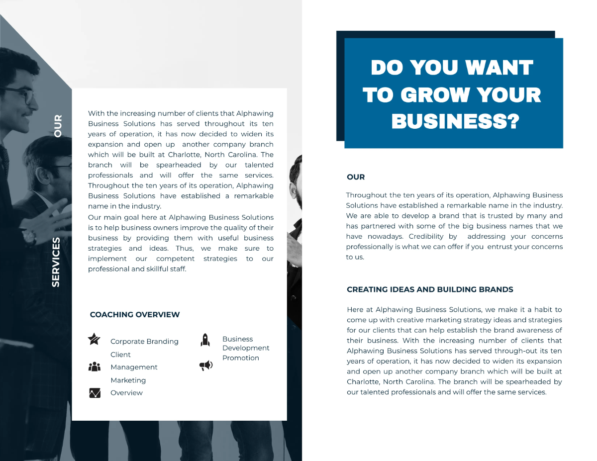 Free Business coach brochure Template to Edit Online