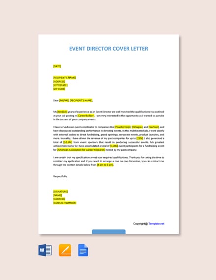 Event Director Cover Letter 