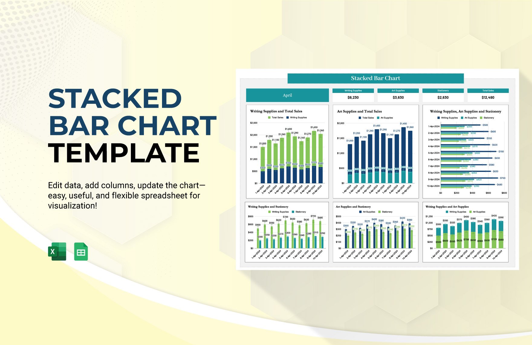 Stacked Bar Chart Template in Excel, Google Sheets
