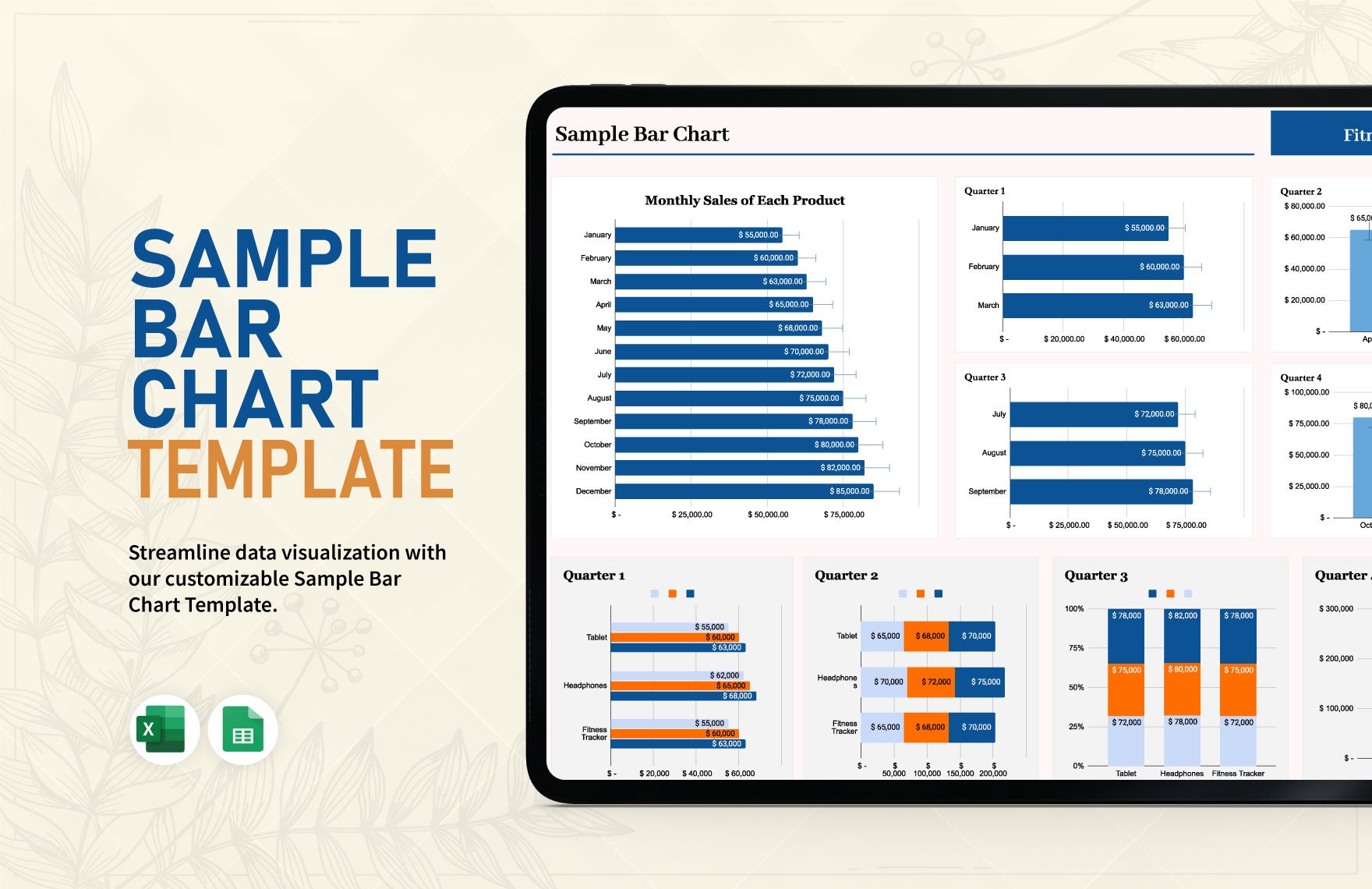 Sample Bar Chart Template in Excel, Google Sheets