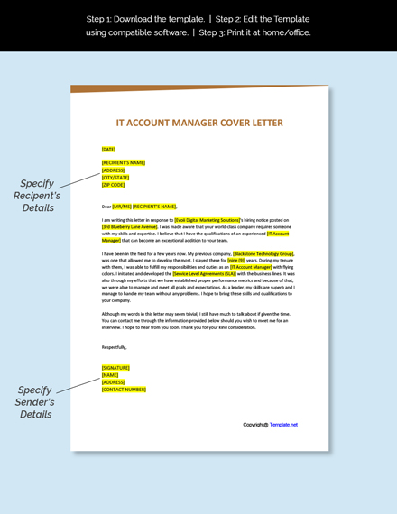 IT Account Manager Cover Letter Template